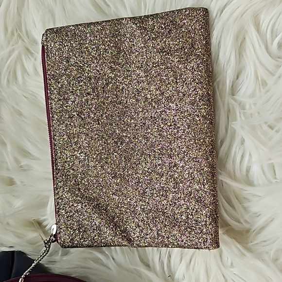 Bath & Body Works Shiny Navy Tote Bag with Gold Sparkle Pouch - Picture 12 of 12